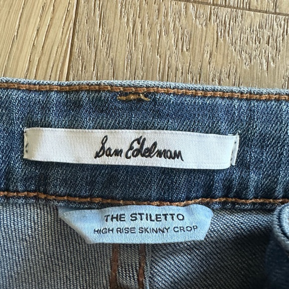 Sam Edelman Blue Ankle Cropped Jeans Frayed Hem - Picture 5 of 6